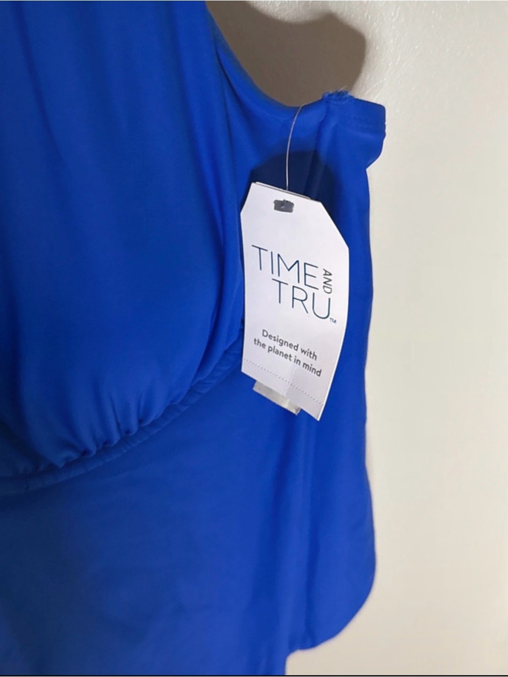 Time and Tru Royal Blue One-Piece Swimsuit with Front Twist - Picture 5 of 5